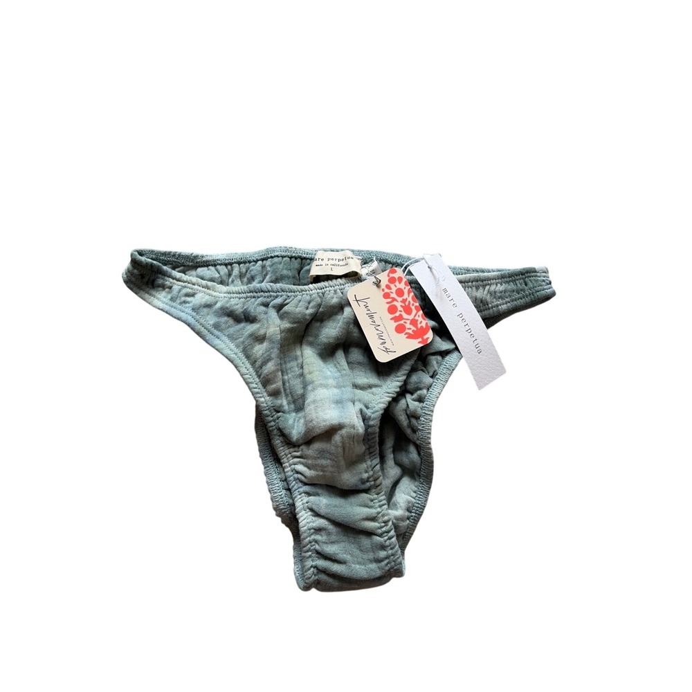 Mare Perpetua FP Movement Sol Bikini Bottom Sage Dye Wash Cotton Gauze Large NWT